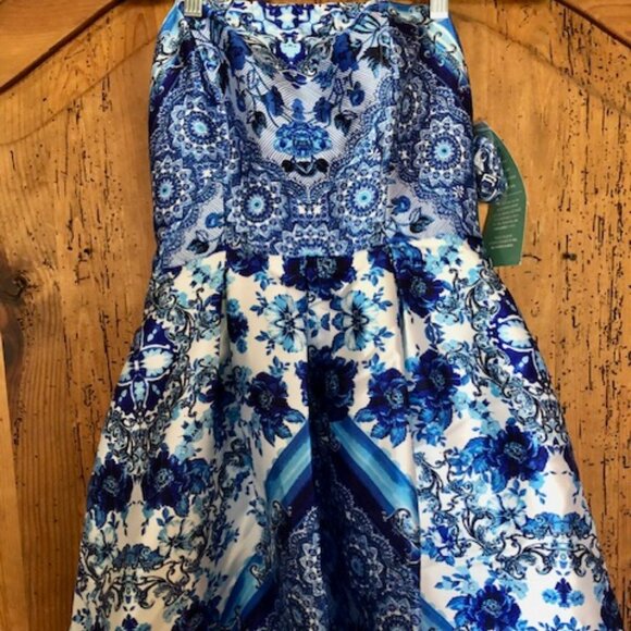 NWT Speechless Prom Formal Chinoiserie Blue White Floral Dress Sz 7 Homecoming - Picture 4 of 16